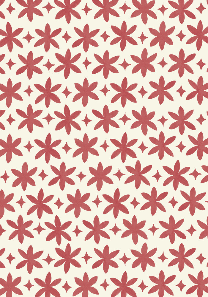 Paper Flower Wallpaper (Madder Red)