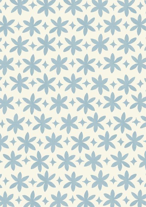 Paper Flower Wallpaper (Cerulean Blue)
