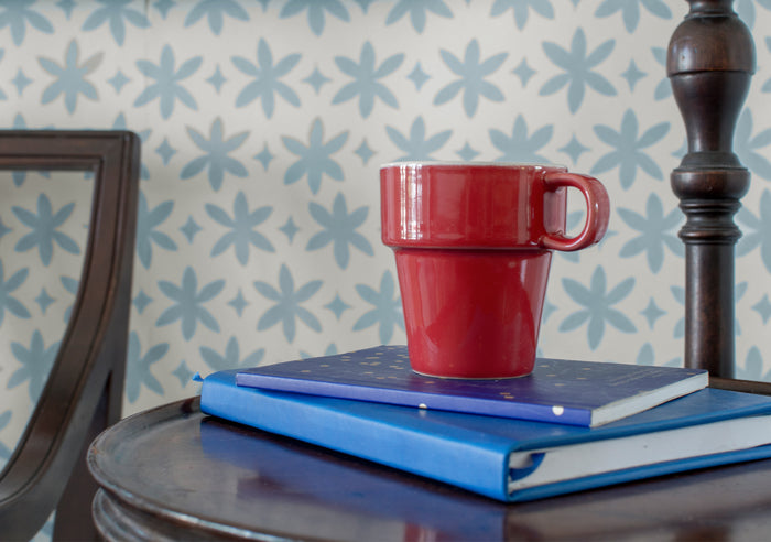 Paper Flower Wallpaper (Cerulean Blue)