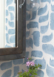 Metolius Chatty Azurite Blue Wallpaper Bathroom Detail