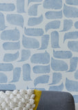 Metolius Chatty Azurite Blue Wallpaper Living Room Detail