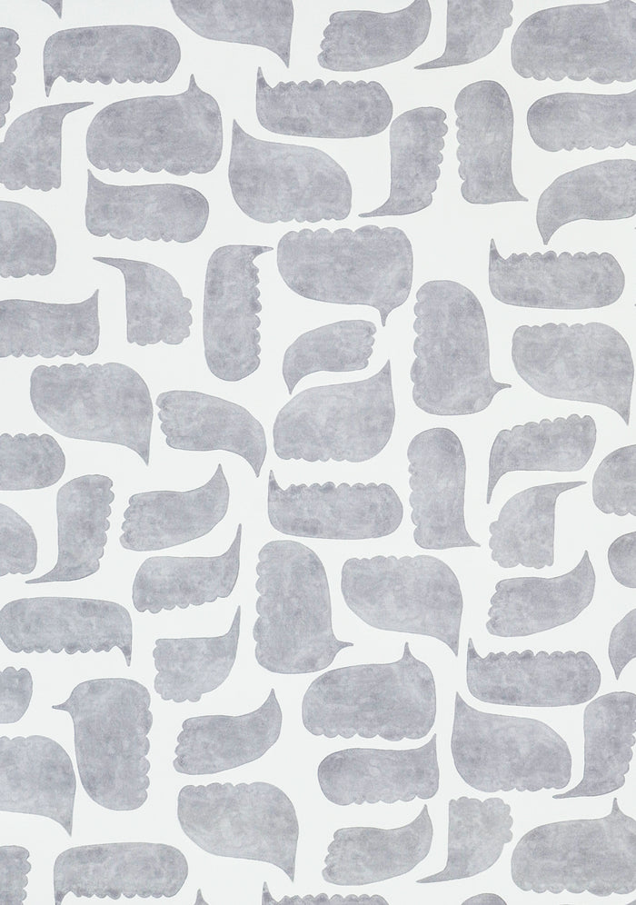 Chatty Wallpaper - Graphite Grey on Creamy White