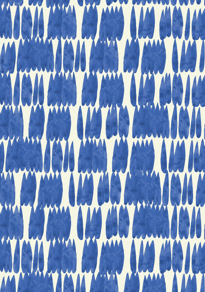 Drip Drop Wallpaper - Cobalt on Creamy White