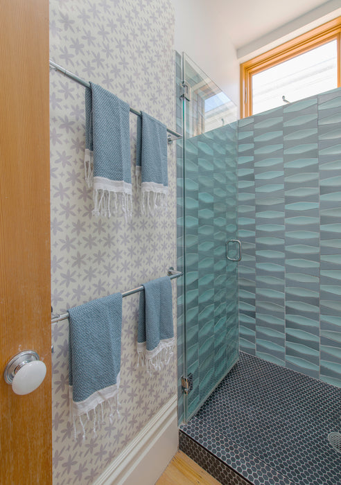 Metolius Graphite Grey Paper Flower Wallpaper Bathroom