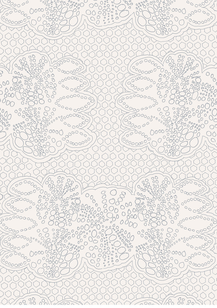 Mosaic Dot Wallpaper - Pale Graphite Grey on Creamy White
