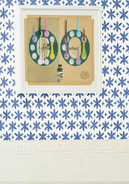 Metolius Ultramarine Blue Paper Flower Wallpaper Detail